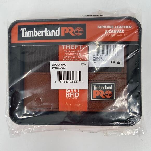 Timberland Mens RFID Wallet Passcase Brown Pro Leather With ID Slot Gift Box - Picture 2 of 9